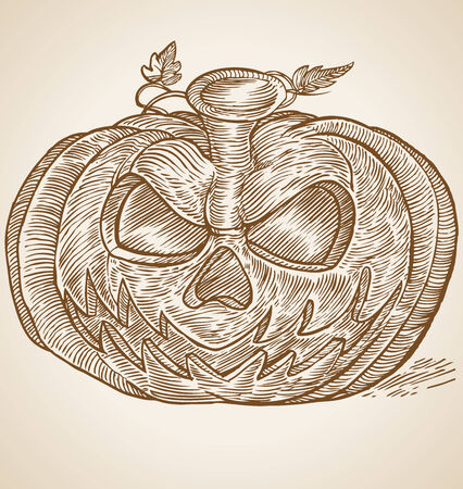 pumpkin head hand drawのイラスト素材