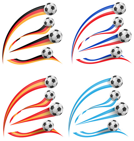 germany, greece, france, spain flag set with soccer ballのイラスト素材