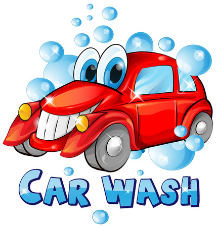 car wash cartoon isolated on white backgroundのイラスト素材