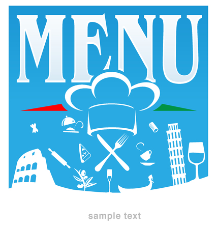 italian menu blue backgroundのイラスト素材