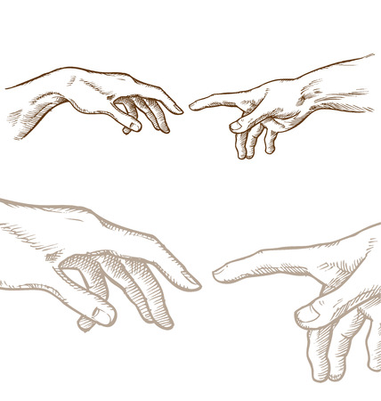 Creation of Adam hand draw isolated on whiteのイラスト素材