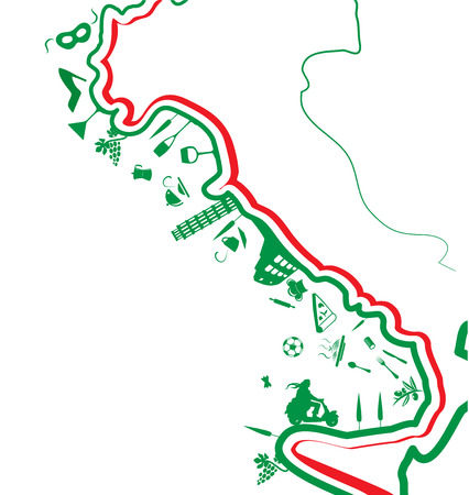 italian map with symbol on white backgroundのイラスト素材
