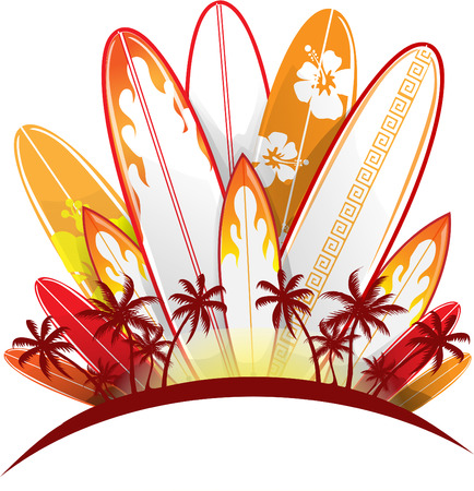 surfboard set  background isolated on whiteのイラスト素材