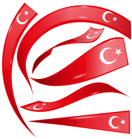 turkey set  flag isolated on whiteのイラスト素材