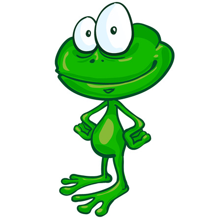 fun frog cartoon on white backgroundのイラスト素材