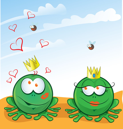 couple frog in love on backgroundのイラスト素材