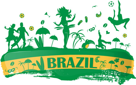 Brazil banner with silhouette iconのイラスト素材
