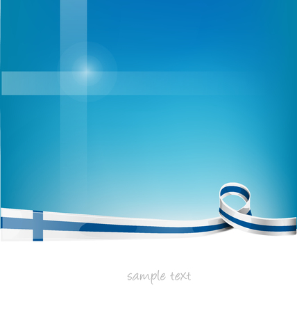 finland ribbon flag on blue sky backgroundのイラスト素材