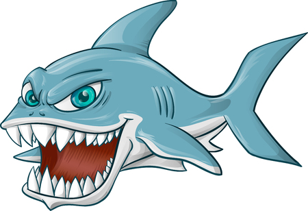 angry shark  mascot cartoon on white backgroundのイラスト素材