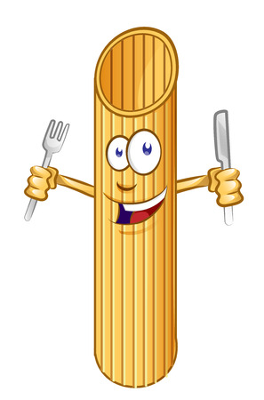 penne pasta Cute comic character. clip vetcor illustrationのイラスト素材