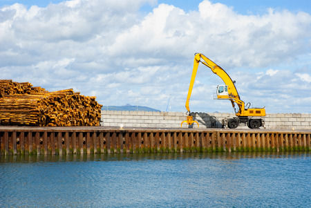 New yellow crane for old dock, irelandの写真素材