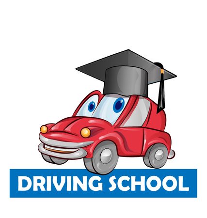 Driving school car cartoon isolated on whiteのイラスト素材