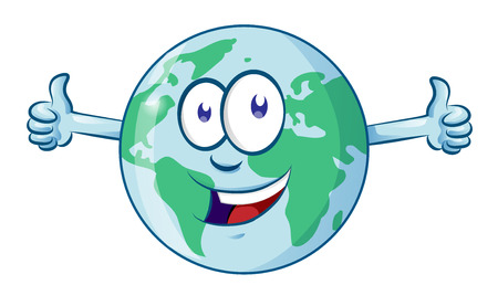 Earth cartoon character earth day mascot thumbs upのイラスト素材