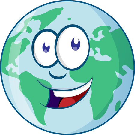 Planet earth cartoon characterのイラスト素材