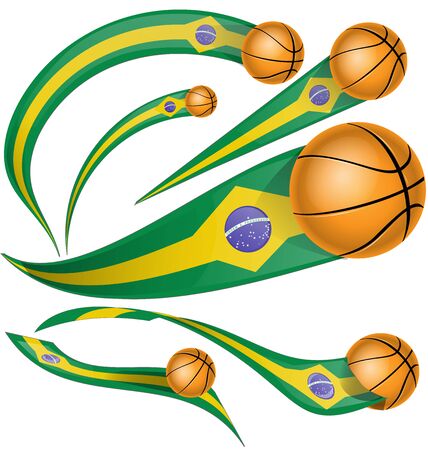 brazil flag element with basketballのイラスト素材