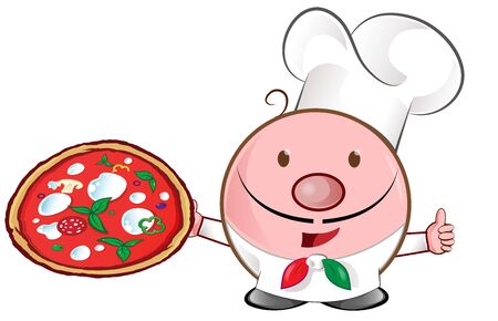 pizza chef mascot cartoon. illustrationのイラスト素材