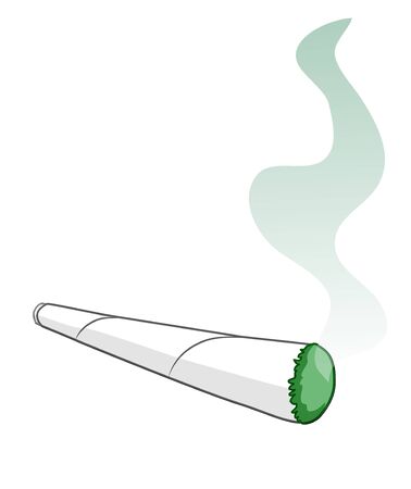 Cartoon of a rolled smoking cigarette. vector clip artのイラスト素材