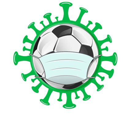 soccer ball on danger coronavirus covid19のイラスト素材