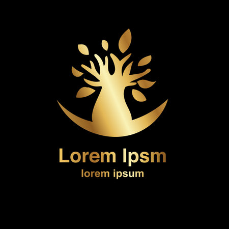 Baobab Tree plant gold image logo. vector illustrationのイラスト素材