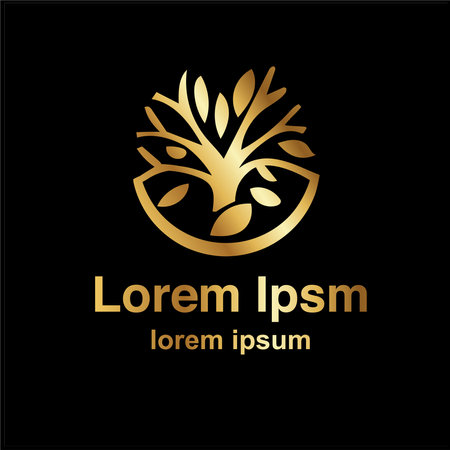 Tree plant gold image logo. vector illustrationのイラスト素材