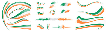 Ireland flag set elements, vector illustration on a white backgroundのイラスト素材