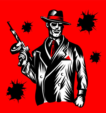 mafia member silhouette . vector illustrationのイラスト素材