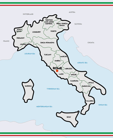 Administrative color map of Italy. vector illustrationのイラスト素材