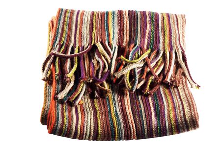 Colored Folded Scarf isolated on the white backgroundの写真素材