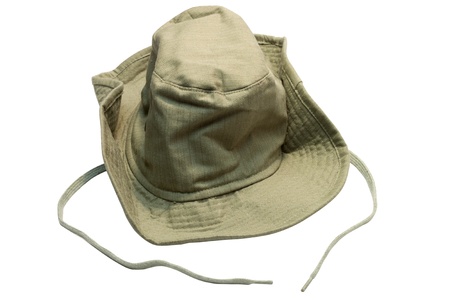 Safari Cap with strings isolated on the white backgroundの写真素材