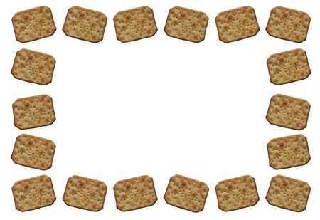 Biscuit cracker frame isolated on the white background