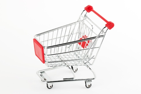Steel Shoping Cart on the white backgroundの写真素材