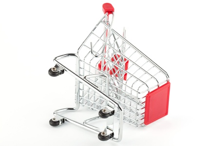 Steel Shoping Cart on the white backgroundの写真素材