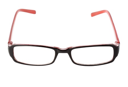 Closeup of modern glasses on the white background.の写真素材