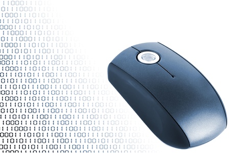 Computer optical mouse on a white backgroundの写真素材