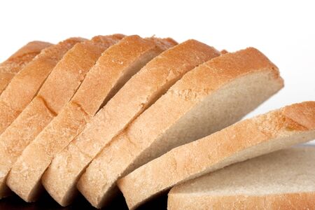 Pieces of bread on the white background