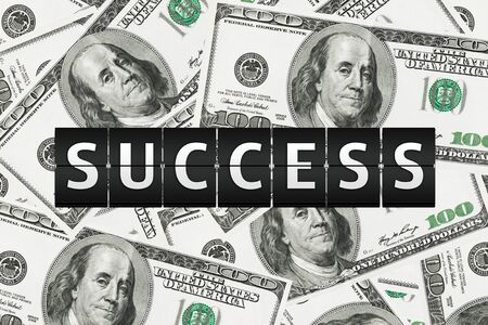 Success concept. Flipping Sign on a money backgroundの写真素材
