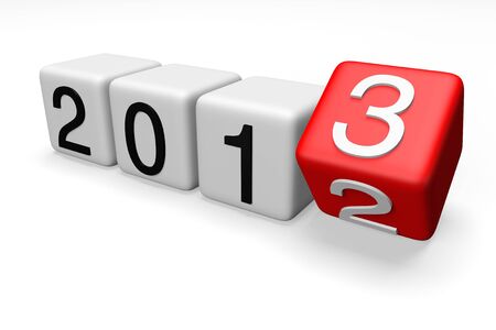 Blocks with the transition from year 2012 to 2013 on a white background