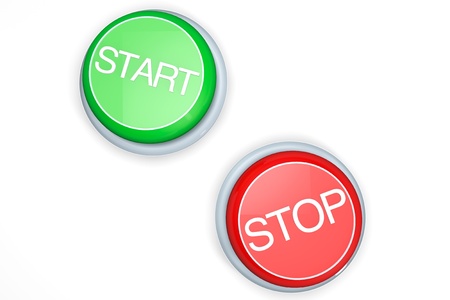 Buttons with the Start and Stop words on a white background