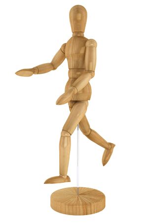 Wooden artists Mannequin on a white backgroundの写真素材