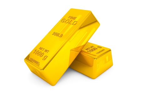 Two Gold bars on a white background