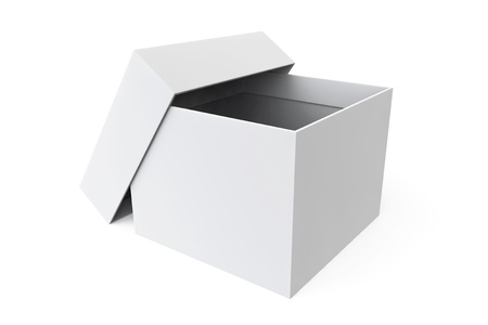 White blank open box on a white background