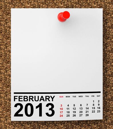 Calendar February 2013 on blank note paper with free space for your textの写真素材