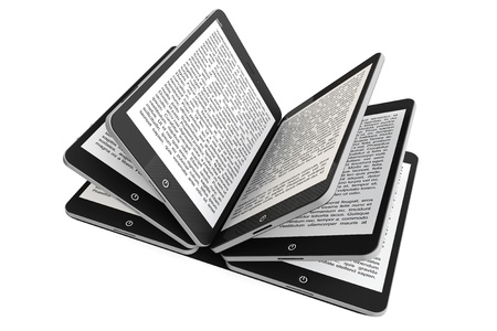 Tablet PC as Book pages on a white background