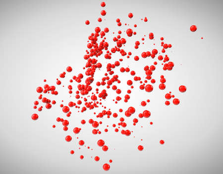Red abstract spheres on a grey backgroundの写真素材