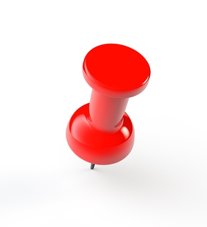 Red paper push Pin on a white backgroundの写真素材