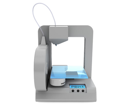 Technology concept. Modern Home 3d printer on a white backgroundの写真素材