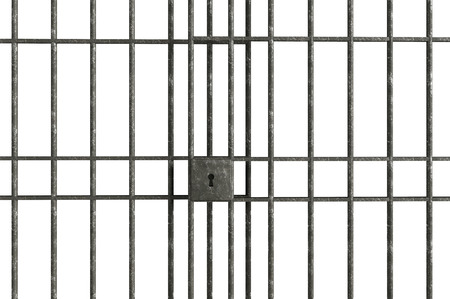 Metal Jail bars isolated on a white backgroundの写真素材