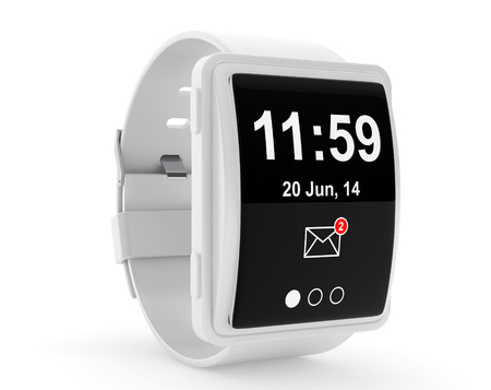 Big conceptual smart watch on a white backgroundの写真素材