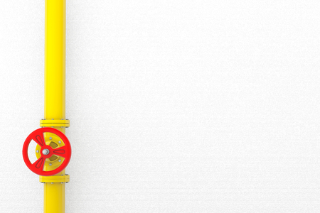 Valve with gas pipeline in front of a wallの写真素材