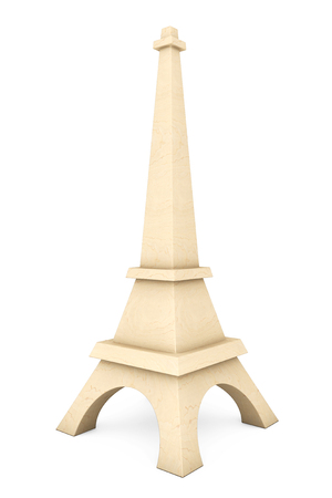 3d Wooden Eiffel tower statue on a white backgroundの写真素材